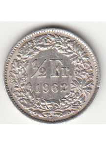 1962 - 1/2 Franc Argento Svizzera Standing Helvetia SPL++
